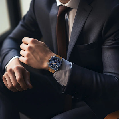 SAPPHERO Classic Quartz Men's Watch Chronicle Waterproof Men's Watch Leather Strap Business Casual Sports Clock