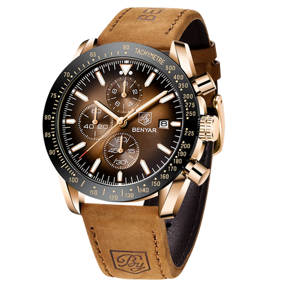 SAPPHERO Classic Quartz Men's Watch Chronicle Waterproof Men's Watch Leather Strap Business Casual Sports Clock