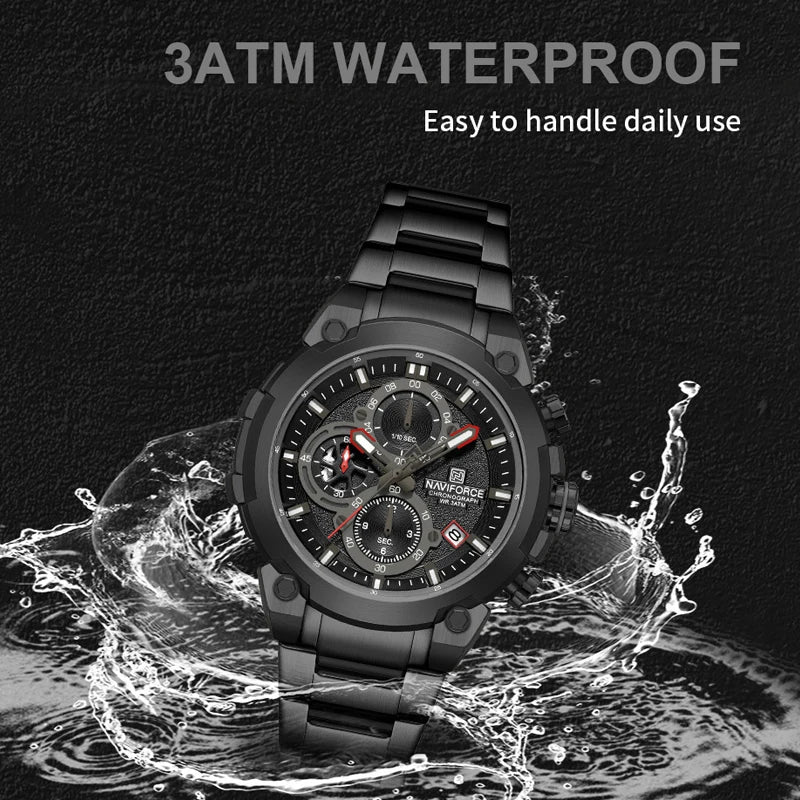 NAVIFORCE Man Watch Fashion Sports Chronograph Waterproof Men's Watches Calendar Display Military Quartz Male Watch Reloj Hombre