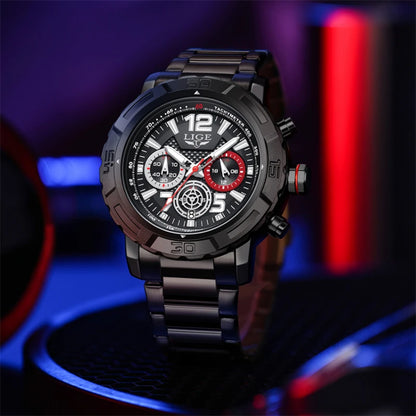 LIGE 2026 Mens Watches Top Brand Luxury Business Men Watch Chronograph Male Clock Men Quartz Wristwatches Relogio Masculino+BOX
