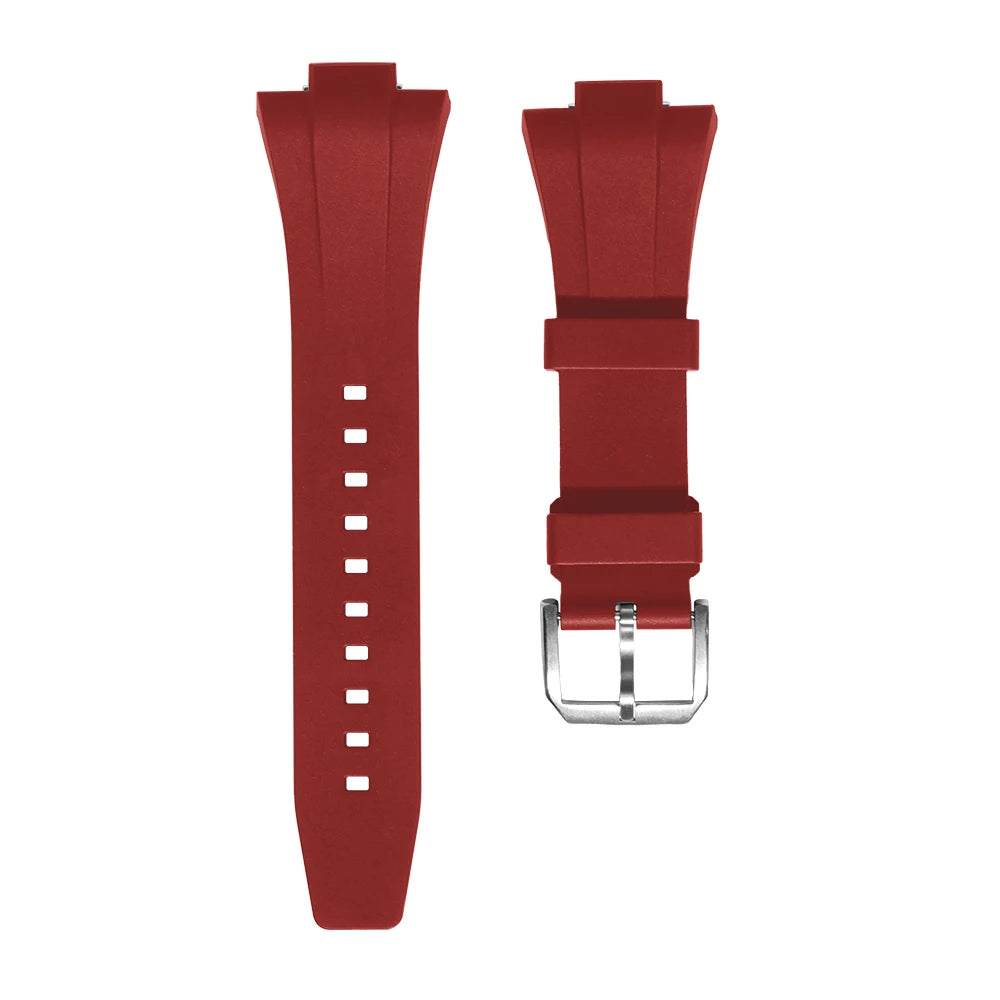 Perfect Fit For Tissot PRX 40 FKM Rubber Strap with Silver Pin Clasp - 12mm for Powermatic 80 (Unisex) Watch Bands