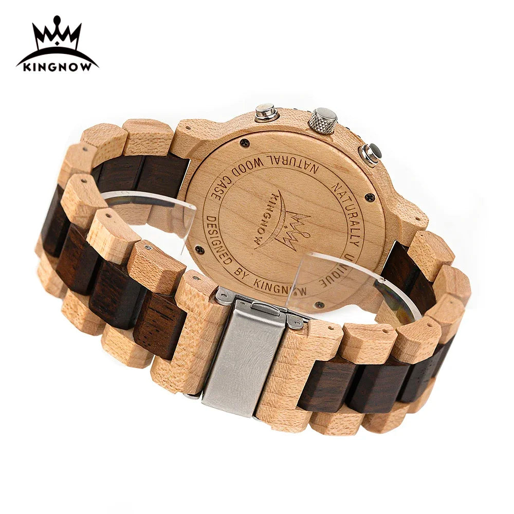 BOBOBIRD & KINGNOW Retro Design Men's Eco-Friendly Wooden Quartz Watch Vintage Eco-Friendly Wood Wristwatch Fashion Timepiece