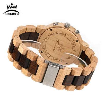 BOBOBIRD & KINGNOW Retro Design Men's Eco-Friendly Wooden Quartz Watch Vintage Eco-Friendly Wood Wristwatch Fashion Timepiece