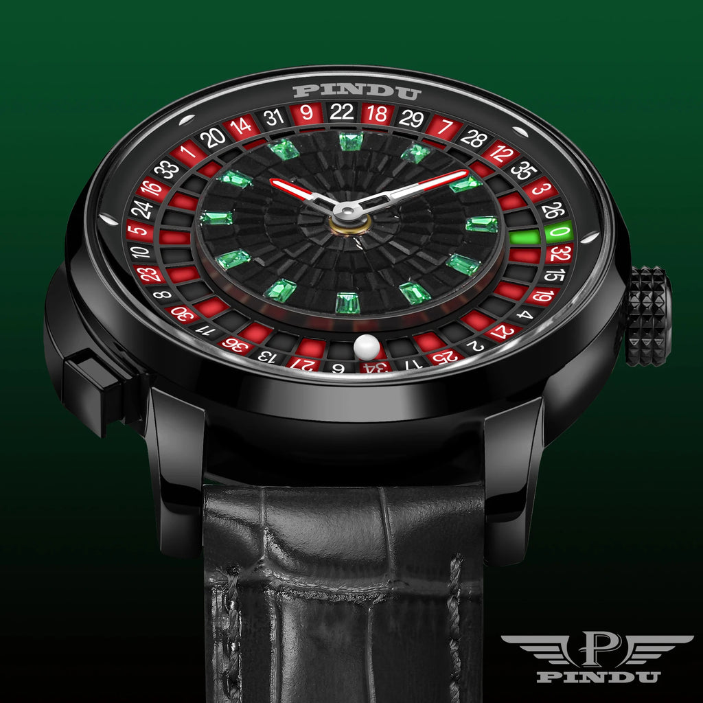 2025 PINDU Design NEW Button Rotating black shell Mechanical Watch Men NH35 Movement Stainless Steel TopLuxury Automatic Watch