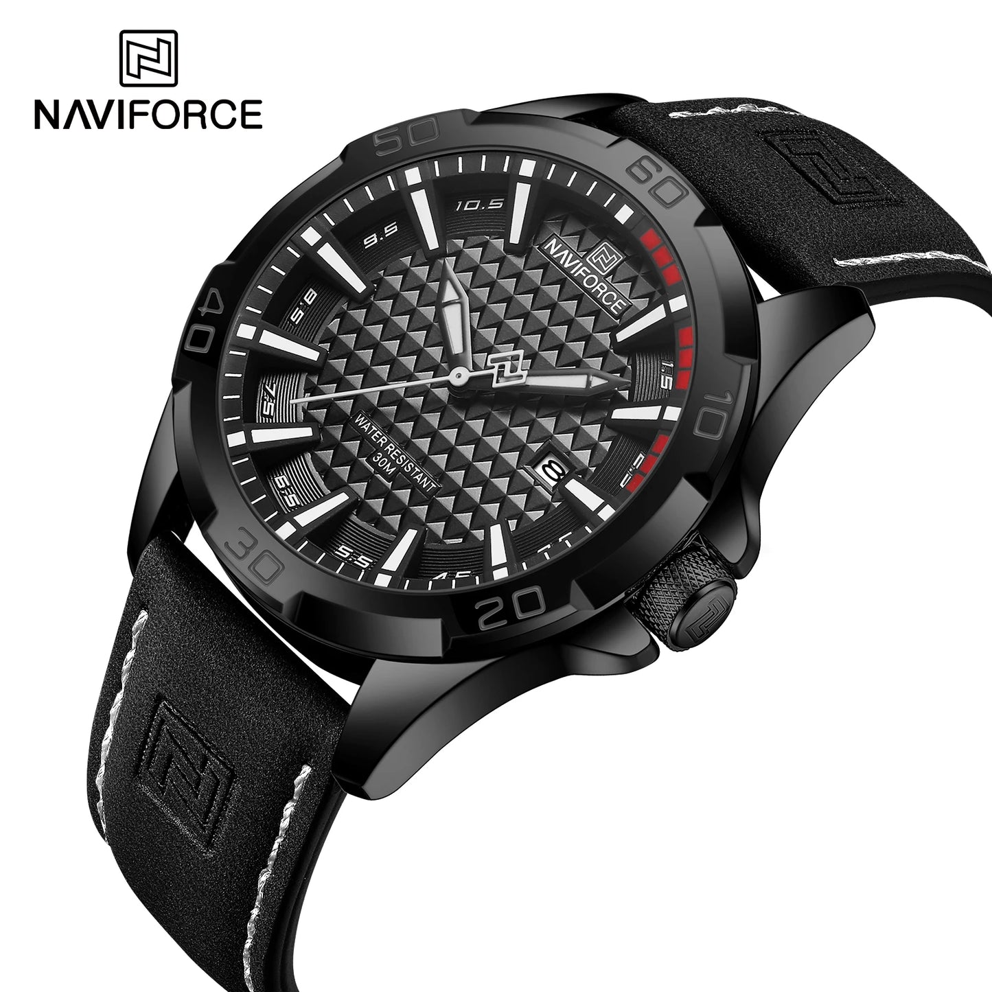NAVIFORCE Brand Men Fashion Quartz Watches Male Leather Strap Sport Waterproof Wristwatches CalendarClock Relogio Masculino