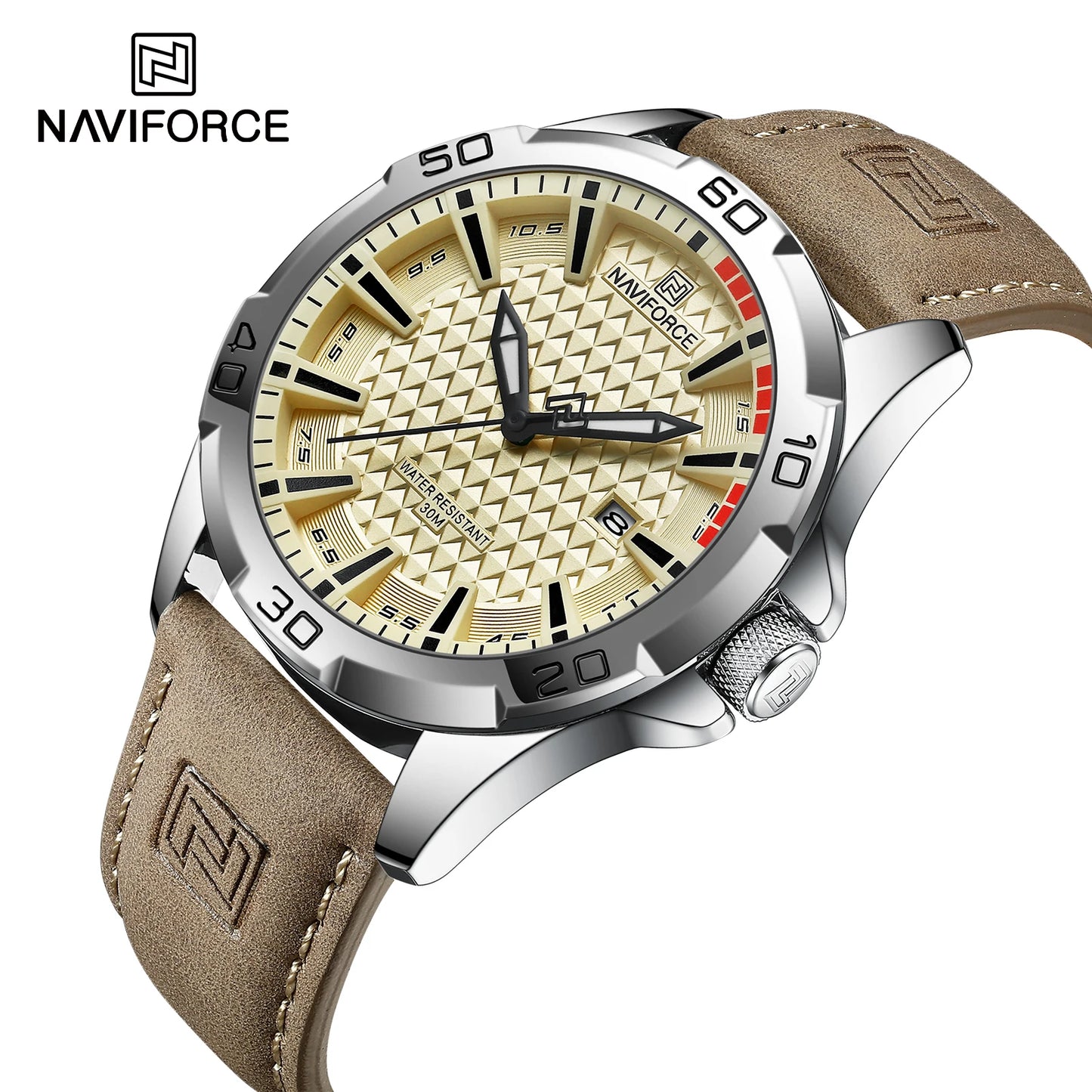 NAVIFORCE Brand Men Fashion Quartz Watches Male Leather Strap Sport Waterproof Wristwatches CalendarClock Relogio Masculino